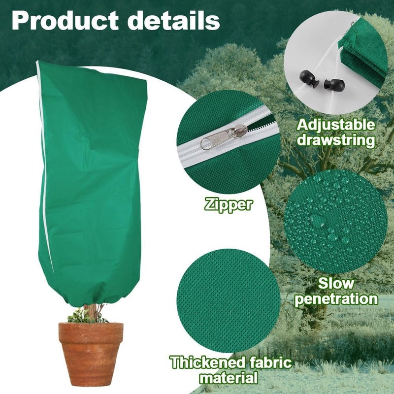 Sprthrd 2 Pack Winter Plant Covers with Zipper & Drawstring, 31.5"×47.2" Frost Protection Bags for Outdoor Potted Plants, Trees & Shrubs - Reusable Freeze Protection Jackets - Image 2